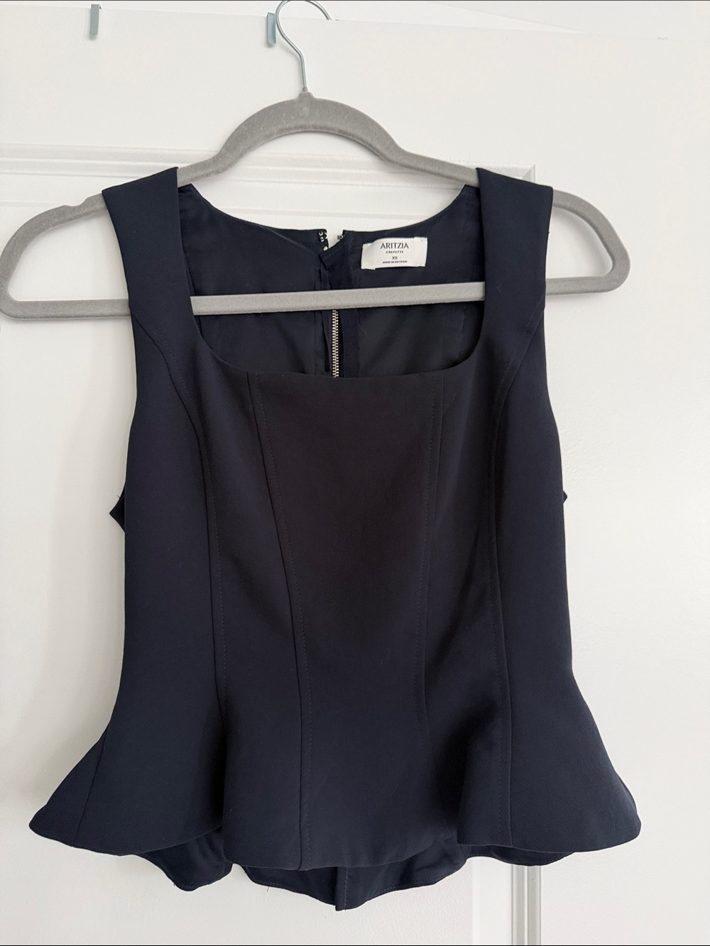 Aritzia Navy Structured Peplum Camisole